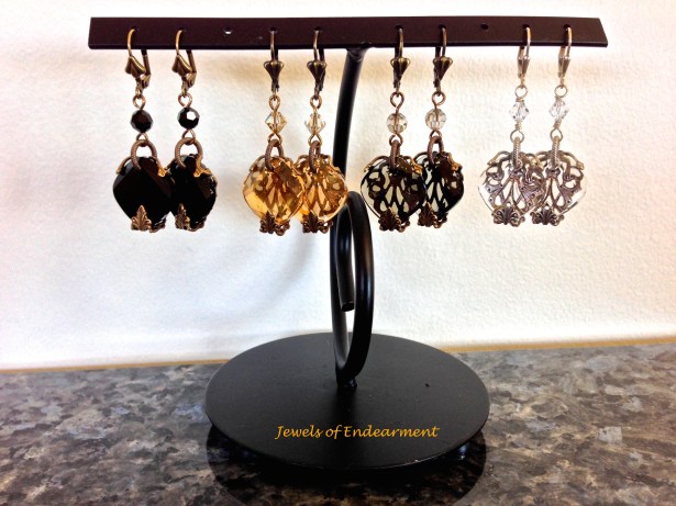 Shades of Crystal and Filigree Earrings  Gorgeous filigree surrounds these elegant Swarovski Crystals.